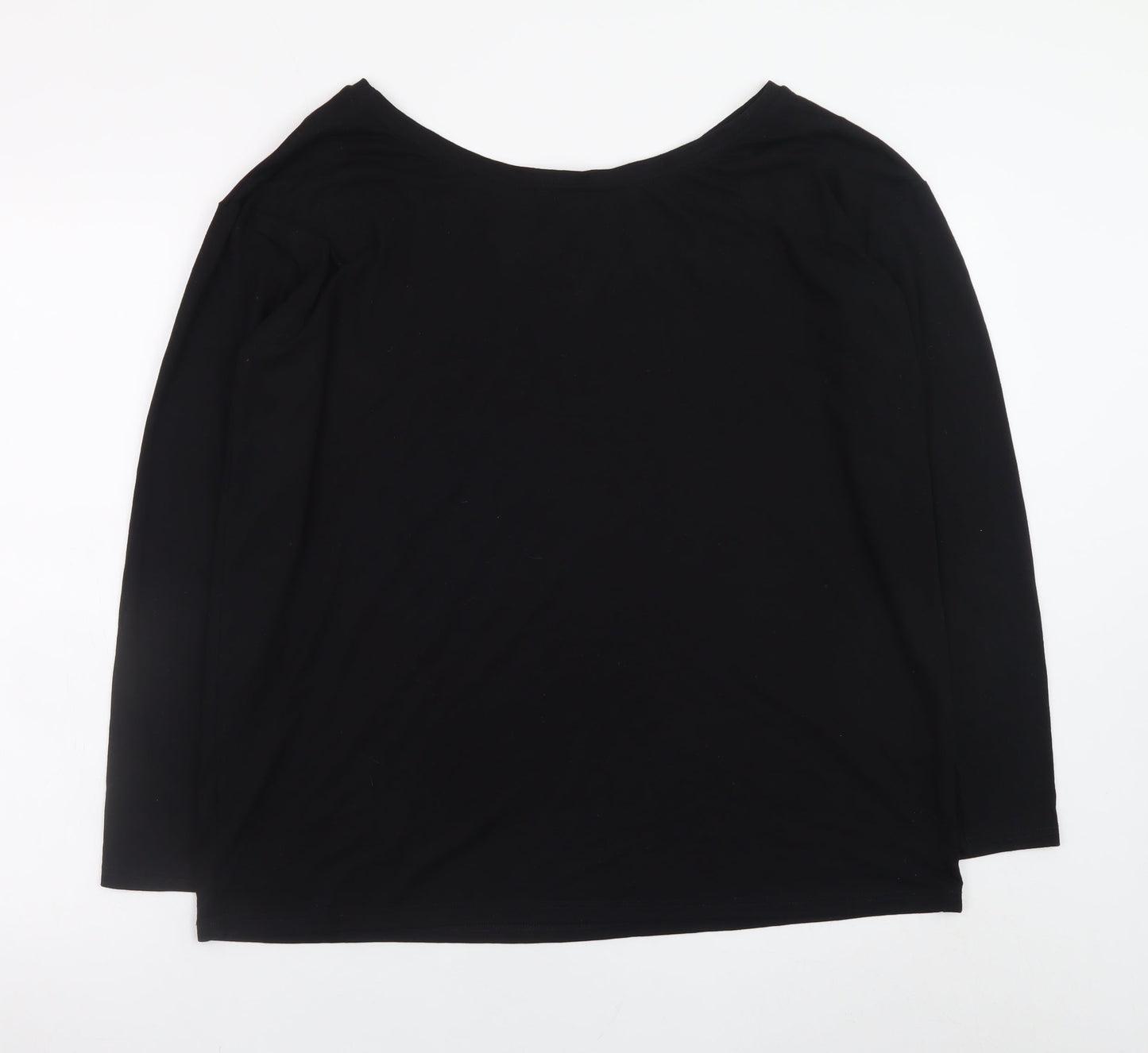 Next Women Black Sequin Boat Neck Long Sleeve Top Size 12