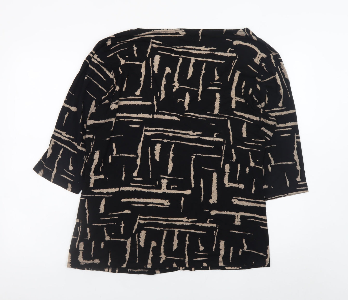 M&Co Women’s Black Geometric Viscose Tunic Blouse Size 26/28