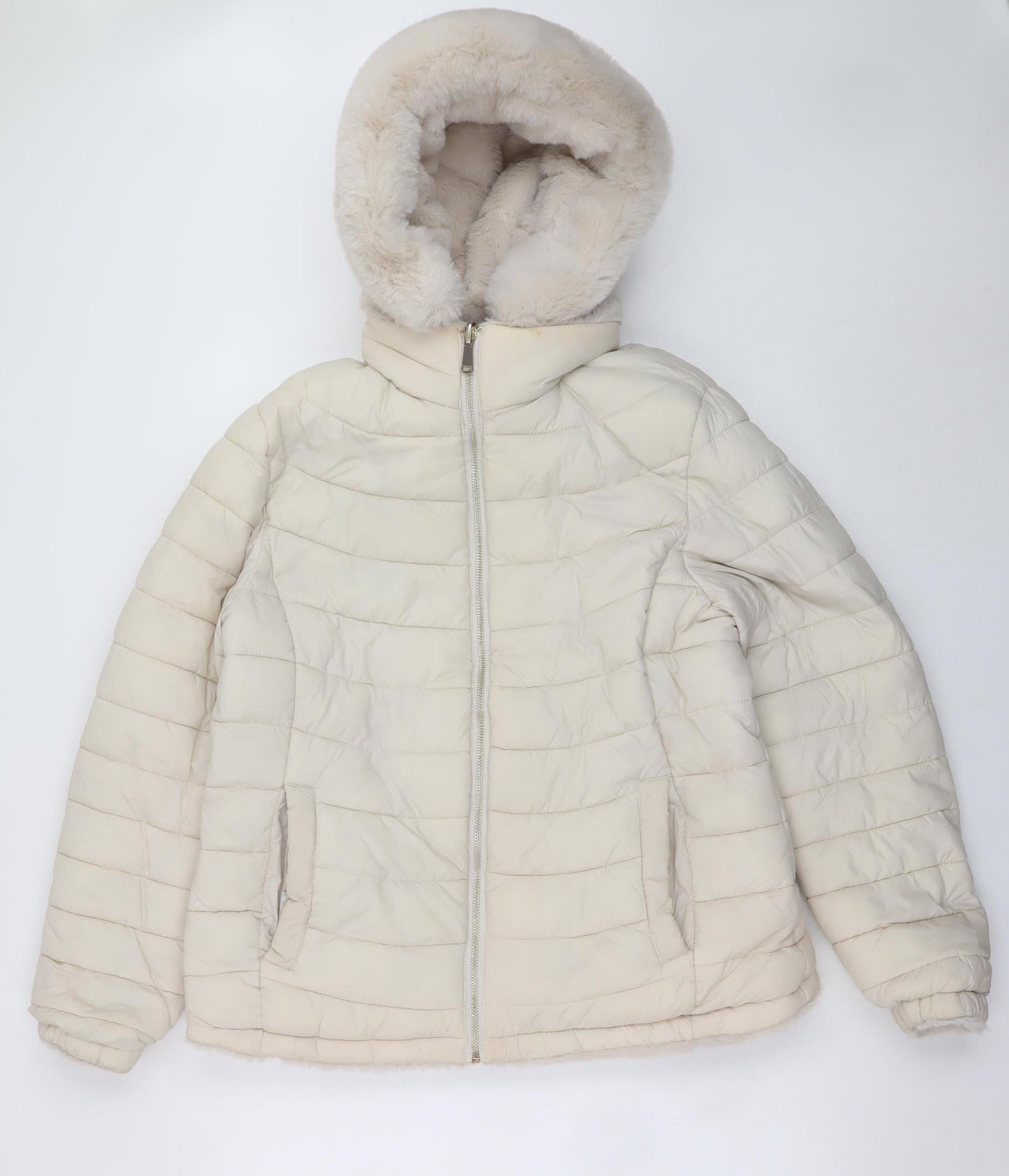 Giada Pelin Fashion Womens Ivory L Quilted Puffer Jacket