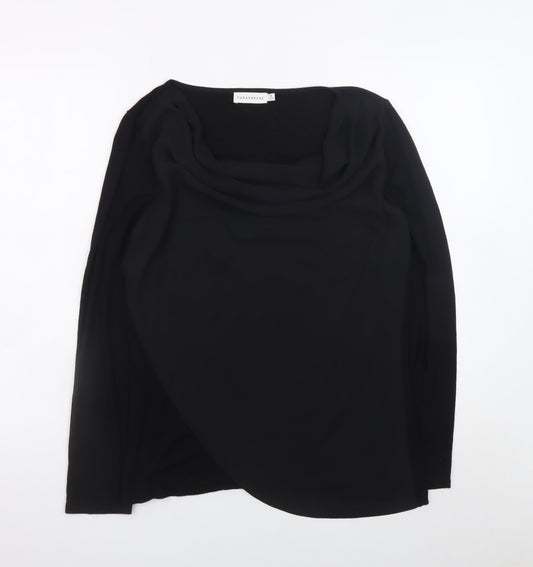 Paraphrase Women's Black Cowl Neck Long Sleeve Wrap Blouse Size 12