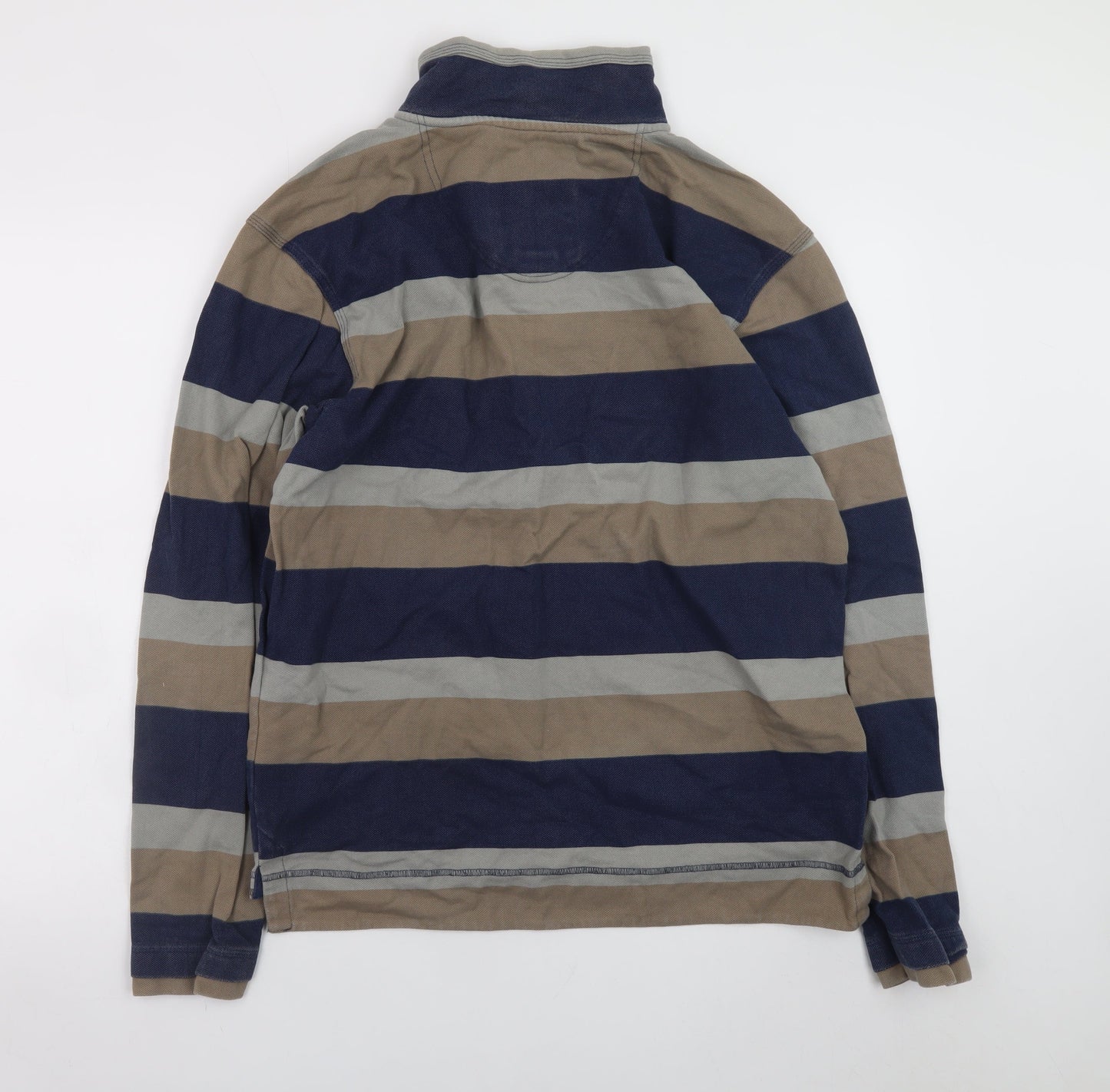 Weird Fish Men's Blue Striped 1/4 Zip Sweatshirt Size S