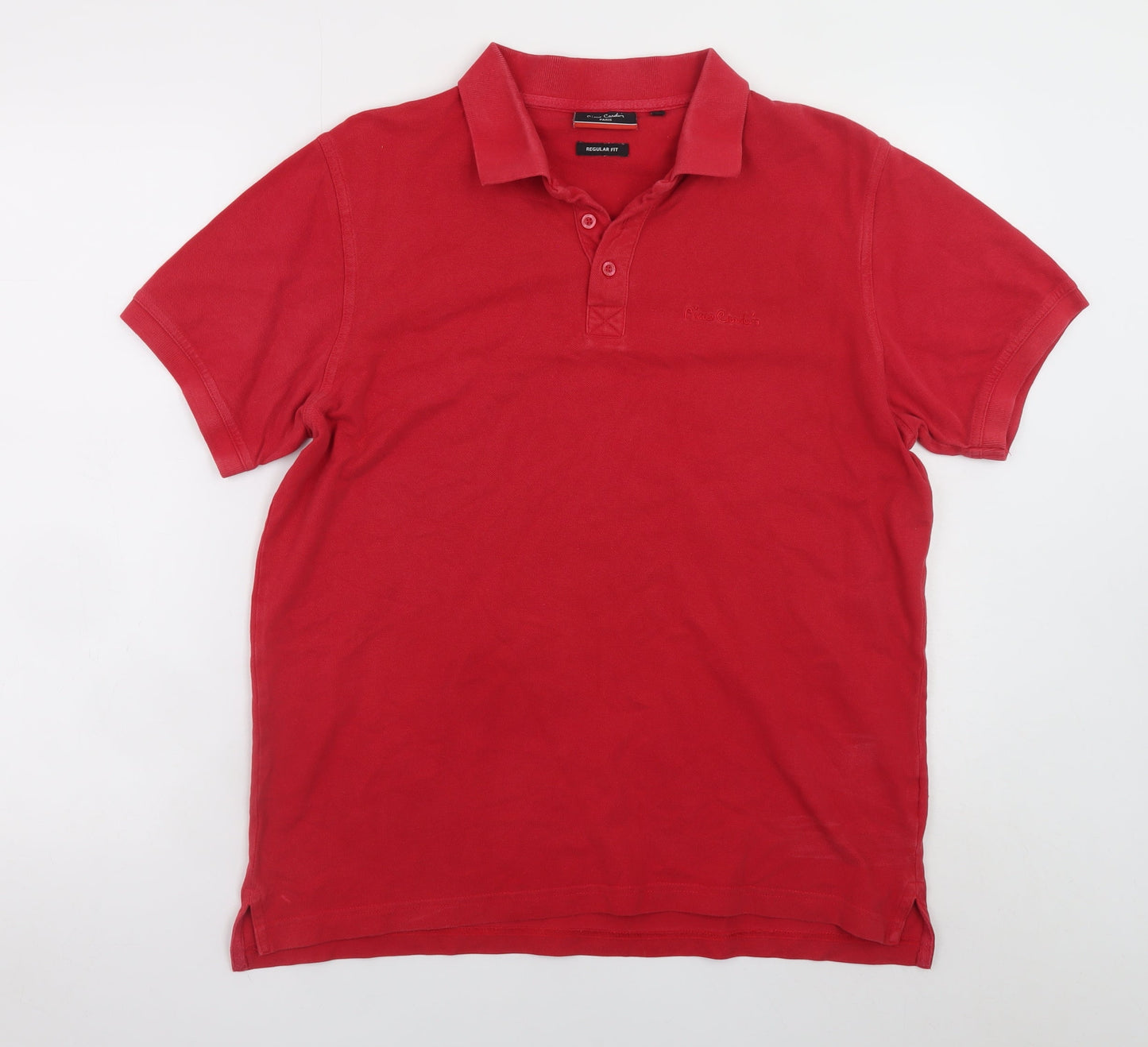 Pierre Cardin Men's Red Cotton Short Sleeve Polo Shirt L Regular Fit