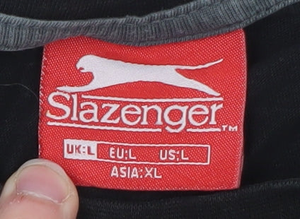Slazenger Men's Black Crew Neck L Lightweight Cotton T-Shirt