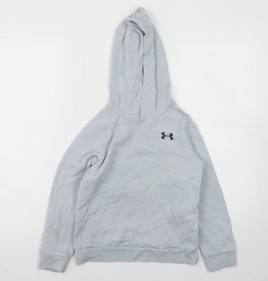 Under Armour Boys Grey Pullover Hoodie YSM 7-8 Years Fleece Sportswear