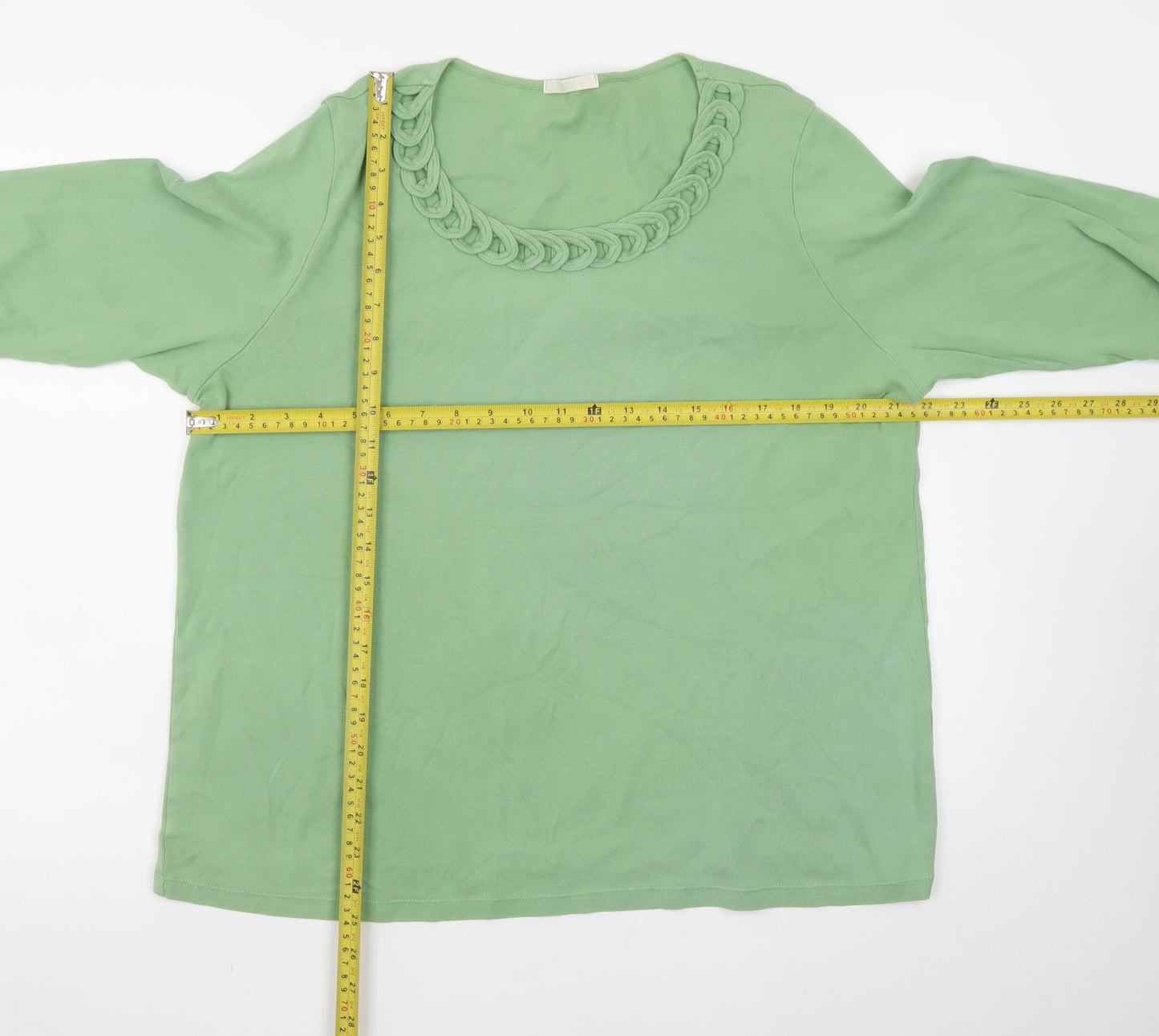 Marks and Spencer Women’s Green 3/4 Sleeve Cotton Top UK 18