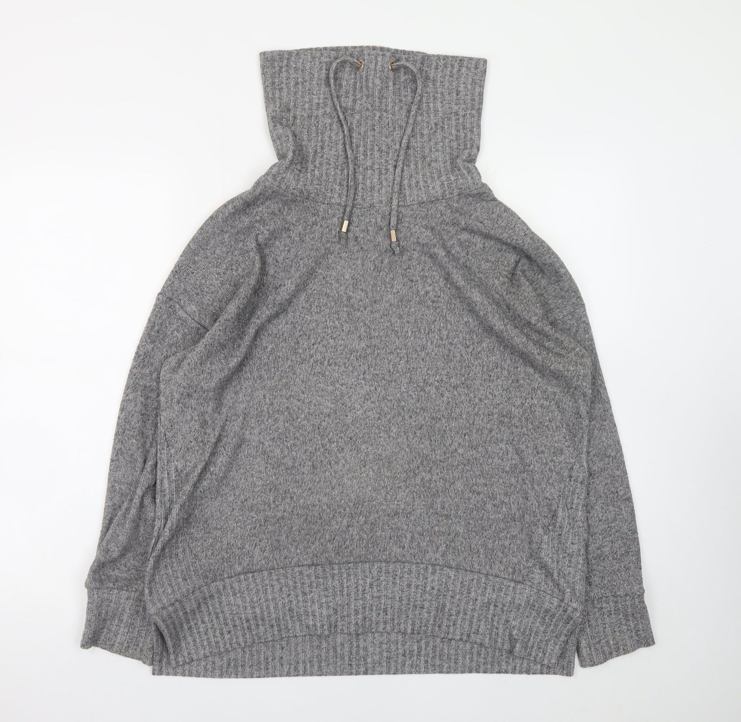 F&F Women's Grey High Neck Knit Pullover Jumper Size 12