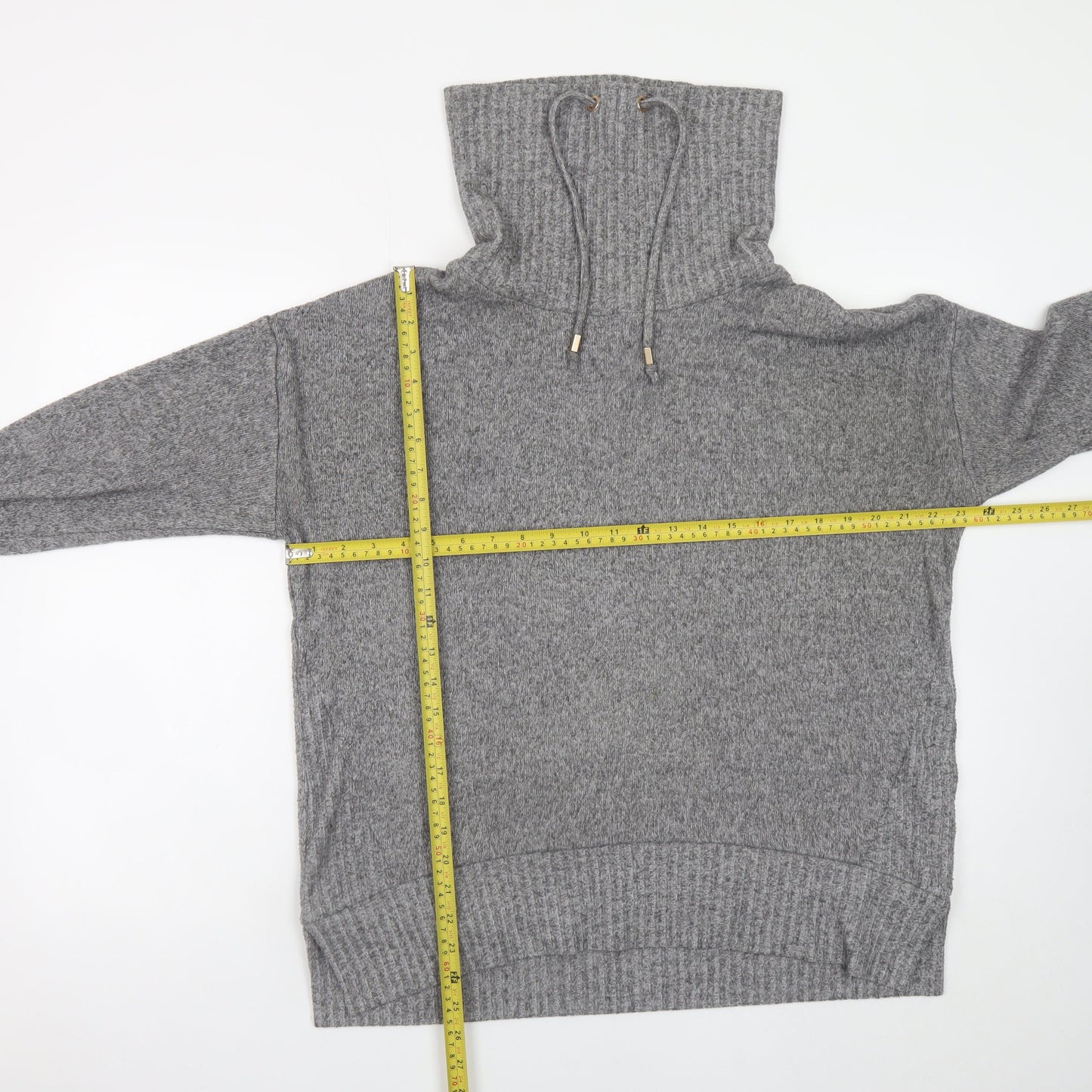 F&F Women's Grey High Neck Knit Pullover Jumper Size 12