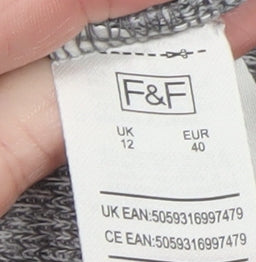 F&F Women's Grey High Neck Knit Pullover Jumper Size 12