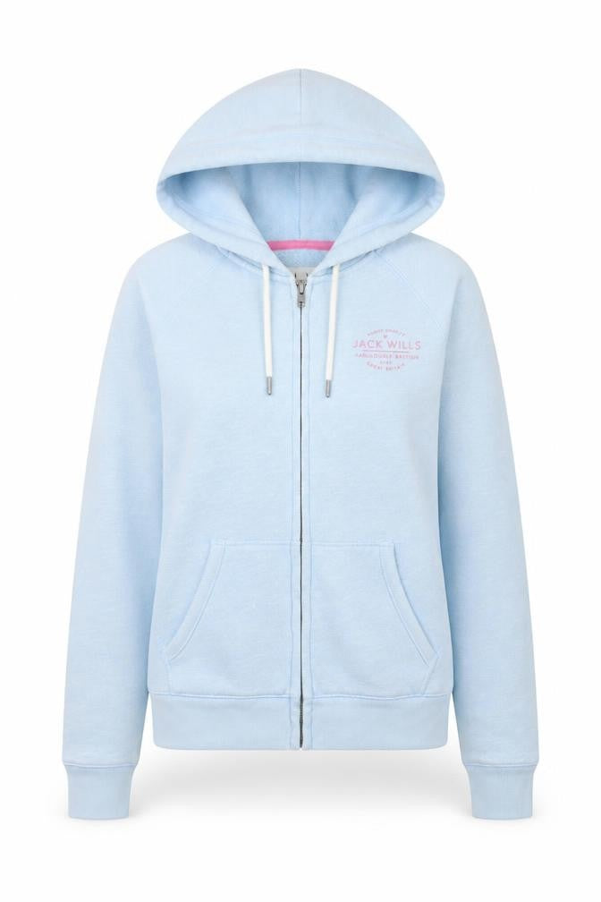 Jack Wills Women Blue Full Zip Hoodie Size 10 Hooded Sweatshirt