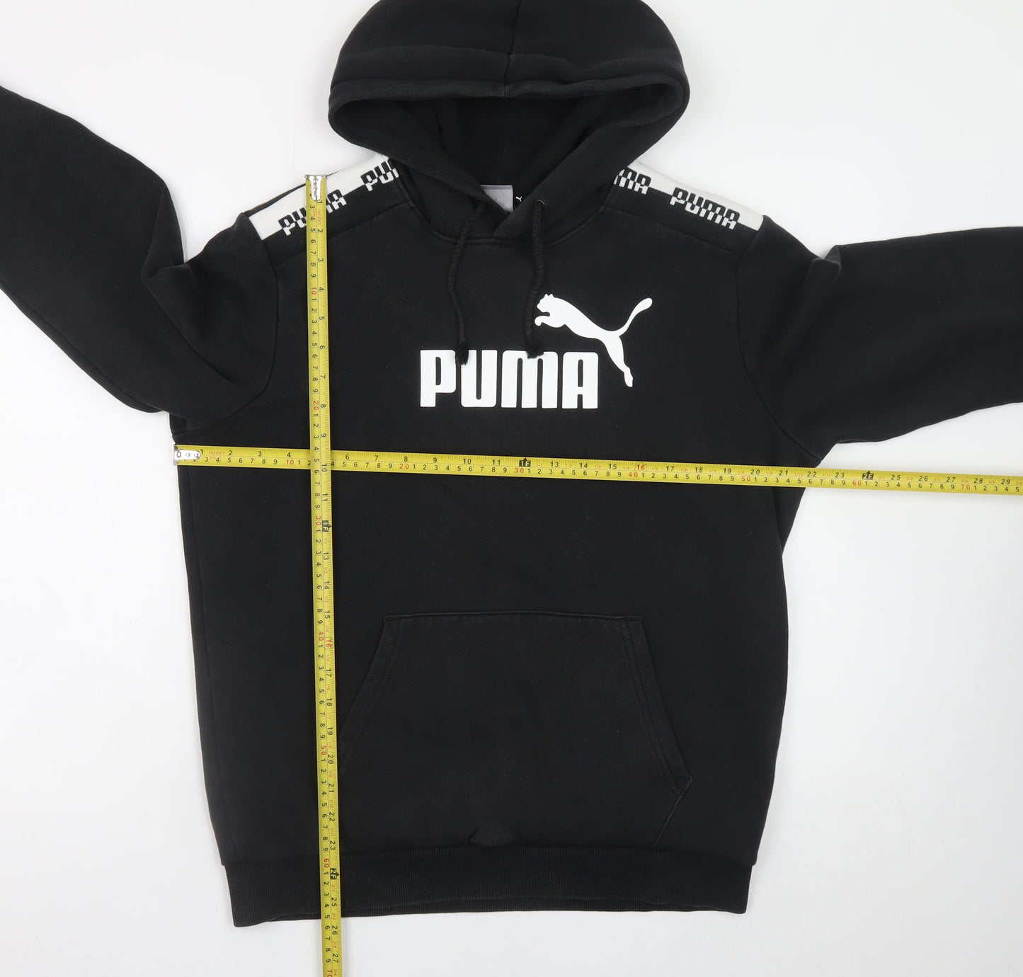 Puma Men's Black Pullover Hoodie M Graphic Logo Fleece Sweatshirt
