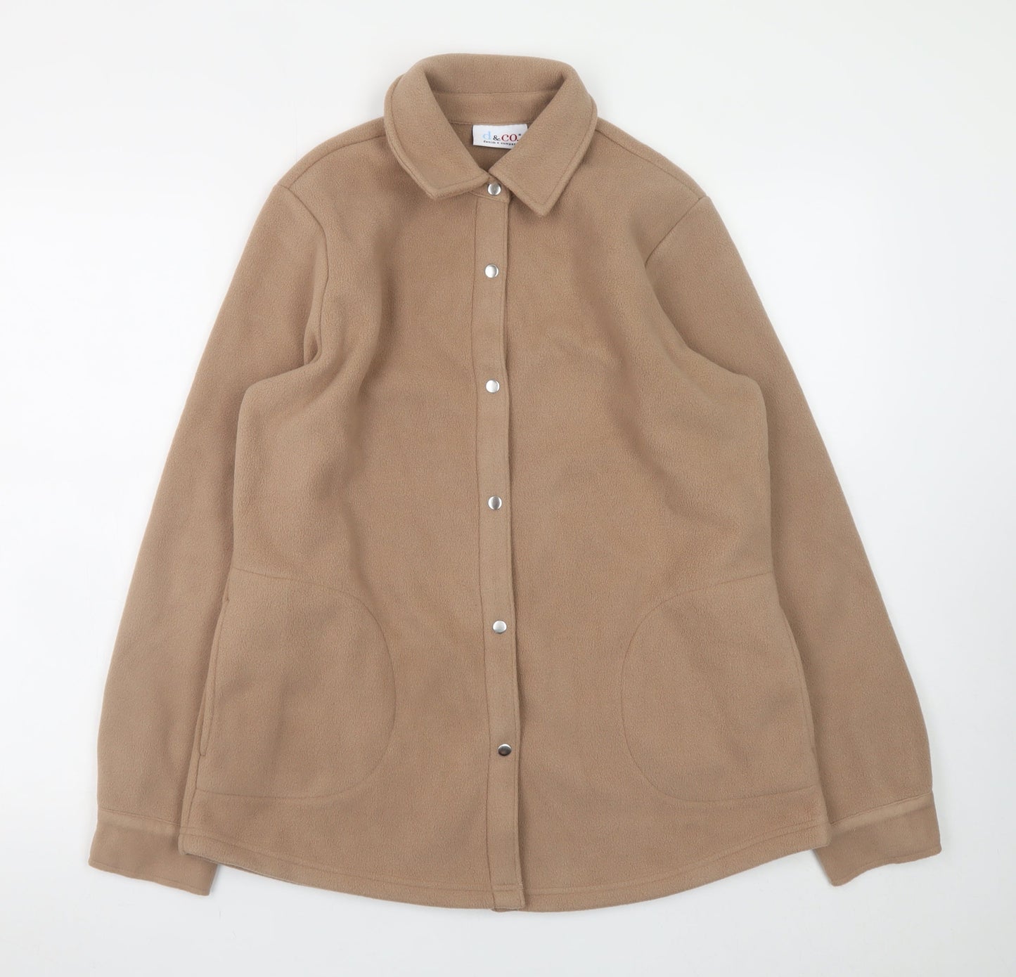 Denim & Co. Women Beige Fleece Button Jacket Size S Classic Casual