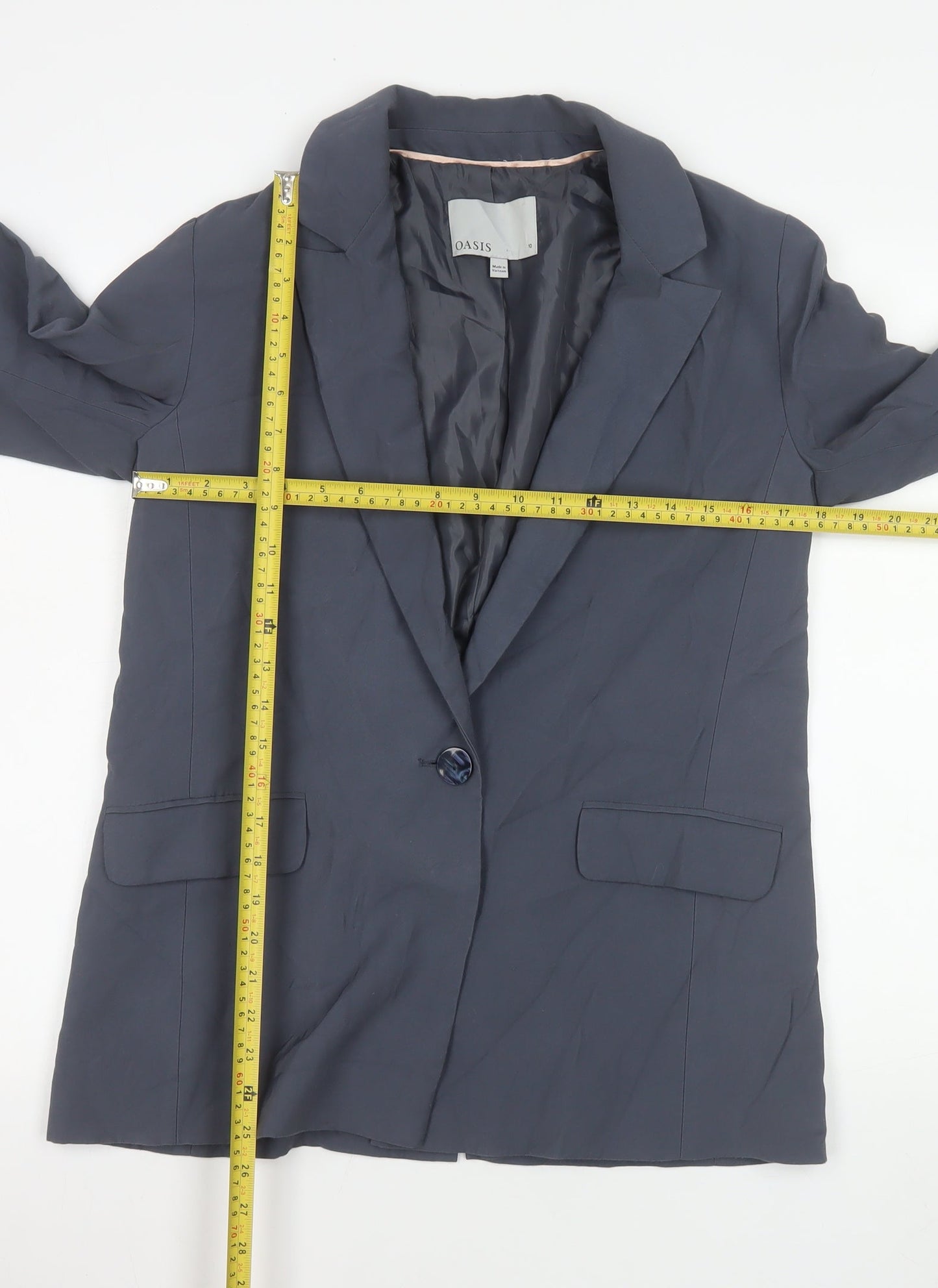 Oasis Women Blue Single-Breasted Blazer Jacket UK 10