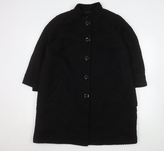 Marks and Spencer Per Una Women Black Wool Blend Long Coat Size 18