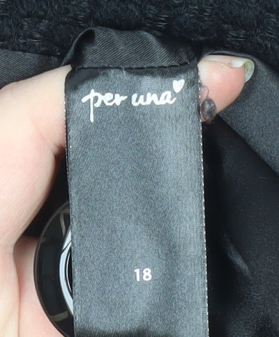 Marks and Spencer Per Una Women Black Wool Blend Long Coat Size 18