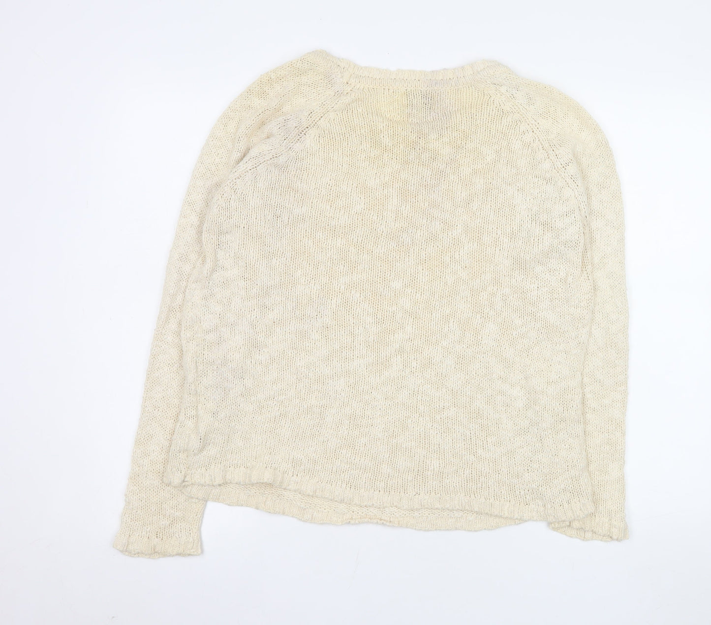 Superdry Women Beige Cotton Knit Pullover Jumper M