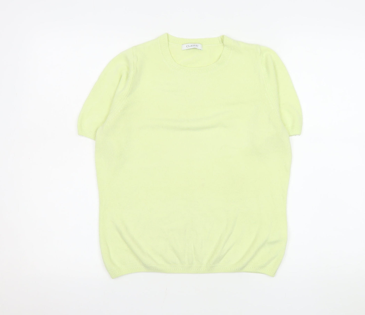 Marks and Spencer Women Yellow Knit T-Shirt Size 8 Short Sleeve