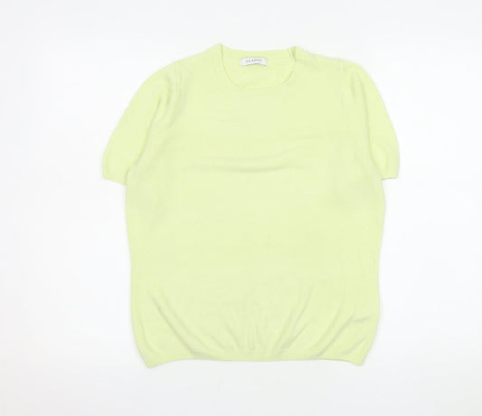 Marks and Spencer Women Yellow Knit T-Shirt Size 8 Short Sleeve
