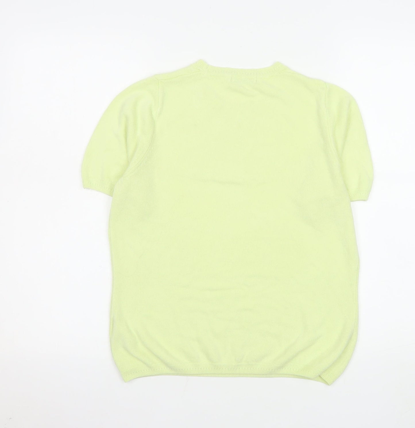 Marks and Spencer Women Yellow Knit T-Shirt Size 8 Short Sleeve