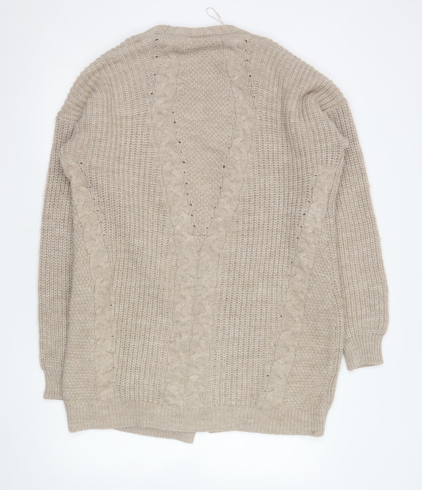 Lipsy Women’s Beige Cable Knit Long Cardigan Size 16