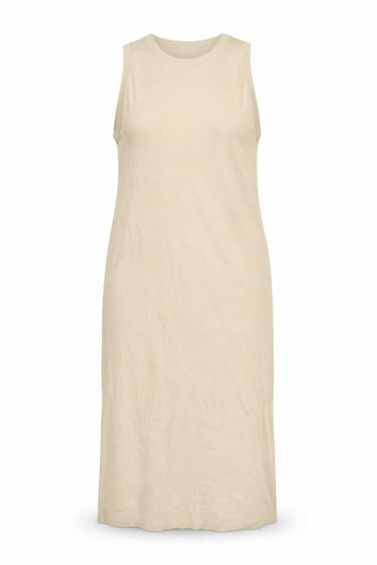 H&M Women Beige Knit Tank Midi Dress Size 6 Lyocell Blend Summer