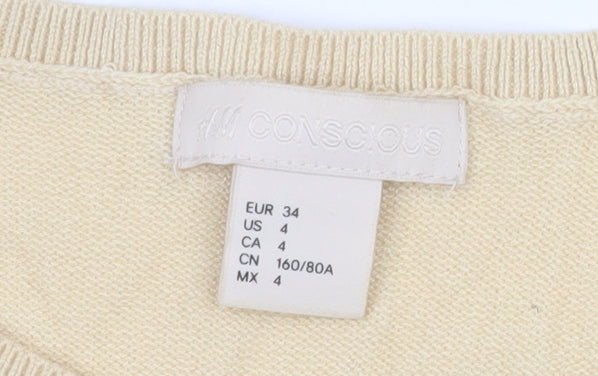 H&M Women Beige Knit Tank Midi Dress Size 6 Lyocell Blend Summer