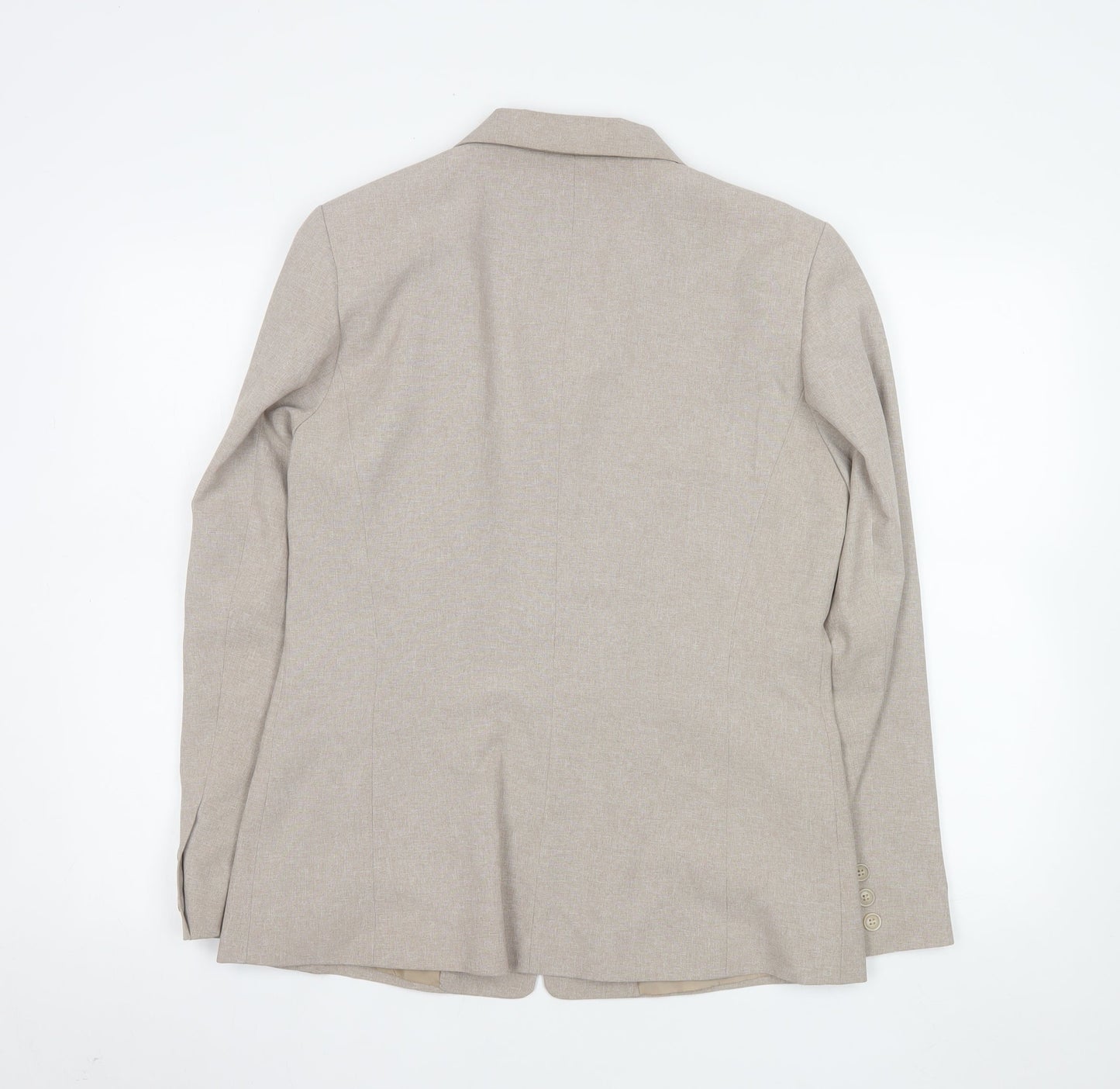 Bonmarché Women Beige Polyester Single-Breasted Suit Jacket Size 14