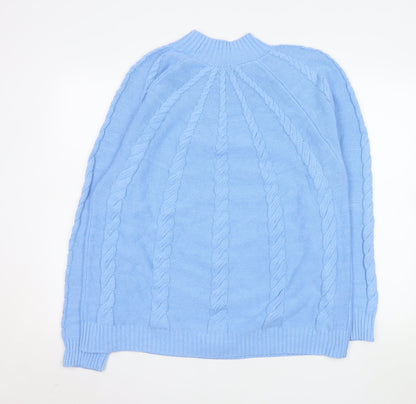 Bloomings Women's Blue 2XL Cable-Knit Cotton Blend Jumper