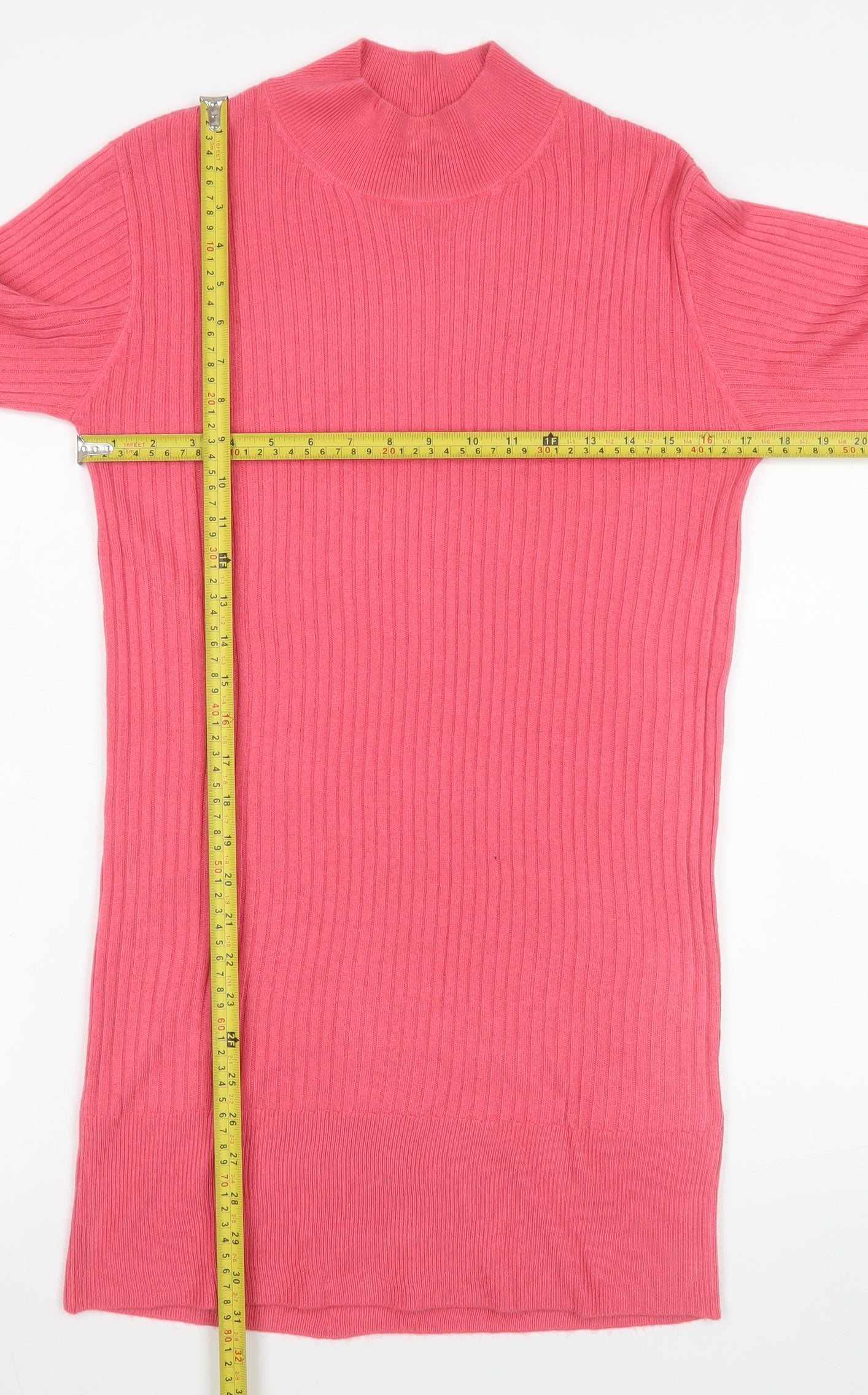 Marks and Spencer Women Pink XS Ribbed Knit Jumper Dress