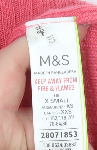 Marks and Spencer Women Pink XS Ribbed Knit Jumper Dress
