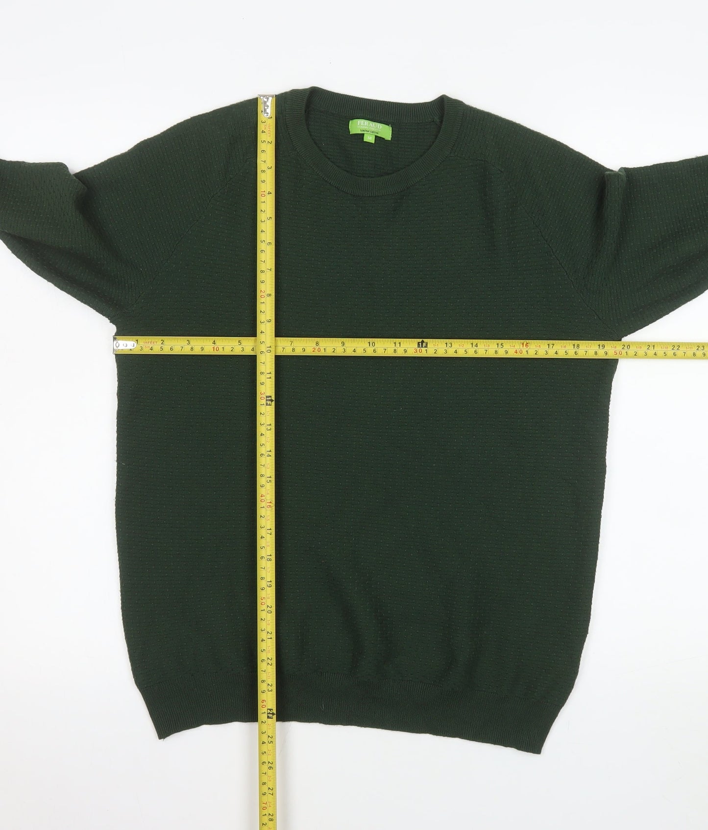 Gianni Feraud Men's Green Crew Neck Pullover Jumper Size M
