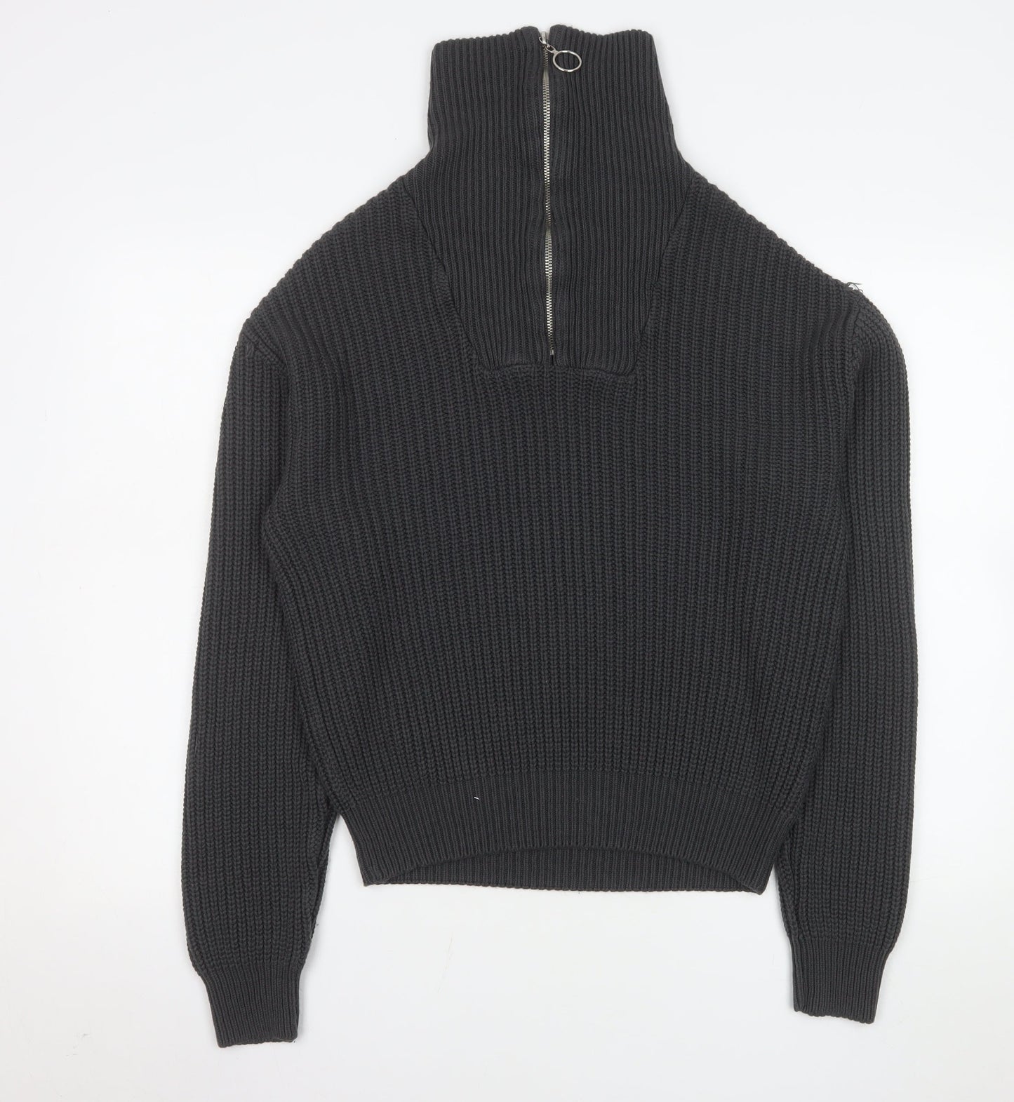 Mennace Men’s Black XS Half Zip High Neck Knit Sweatshirt