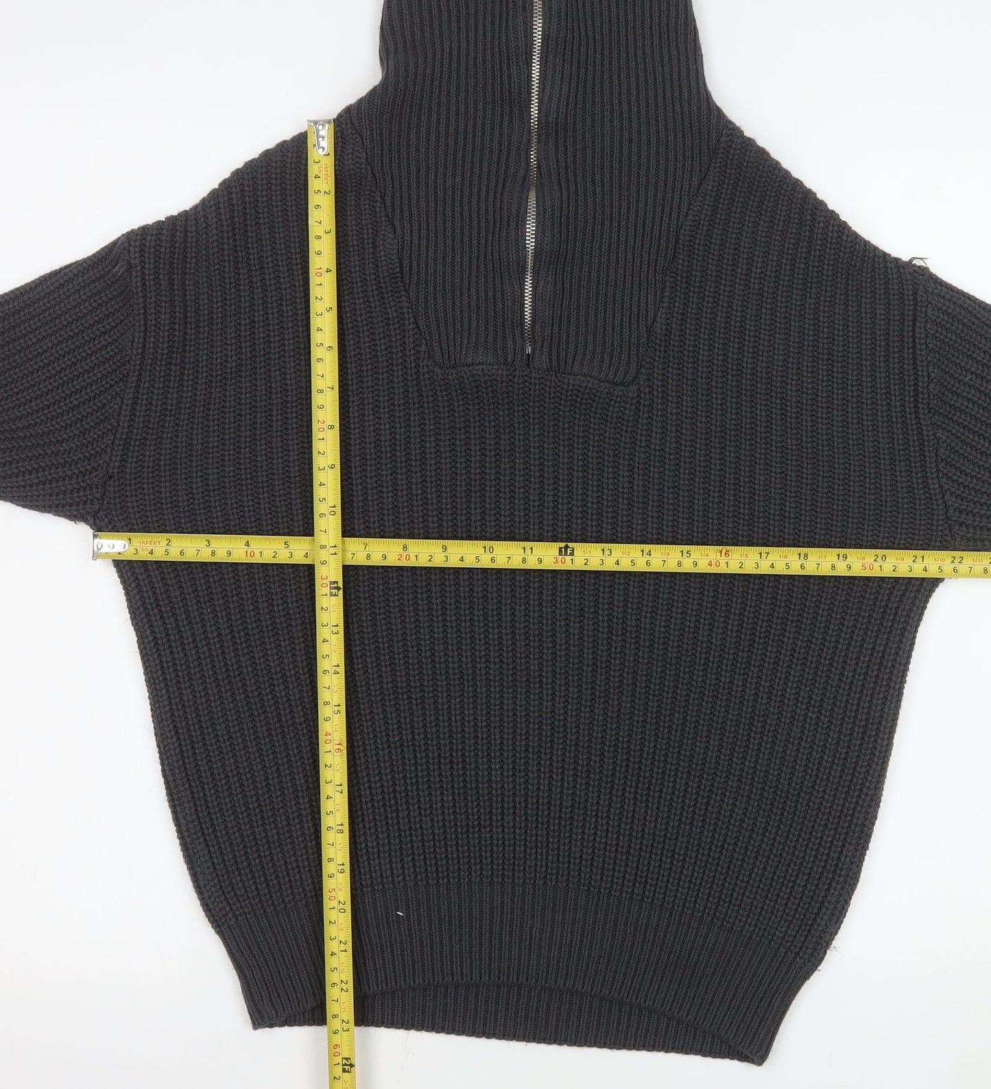 Mennace Men’s Black XS Half Zip High Neck Knit Sweatshirt