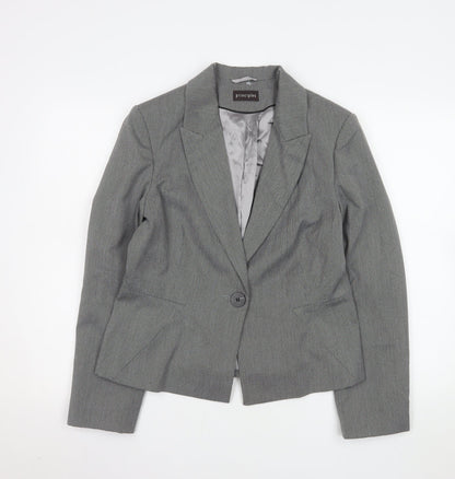 Additional front view of Principles Women's Grey, size 14, Classic Single-Breasted Suit Jacket