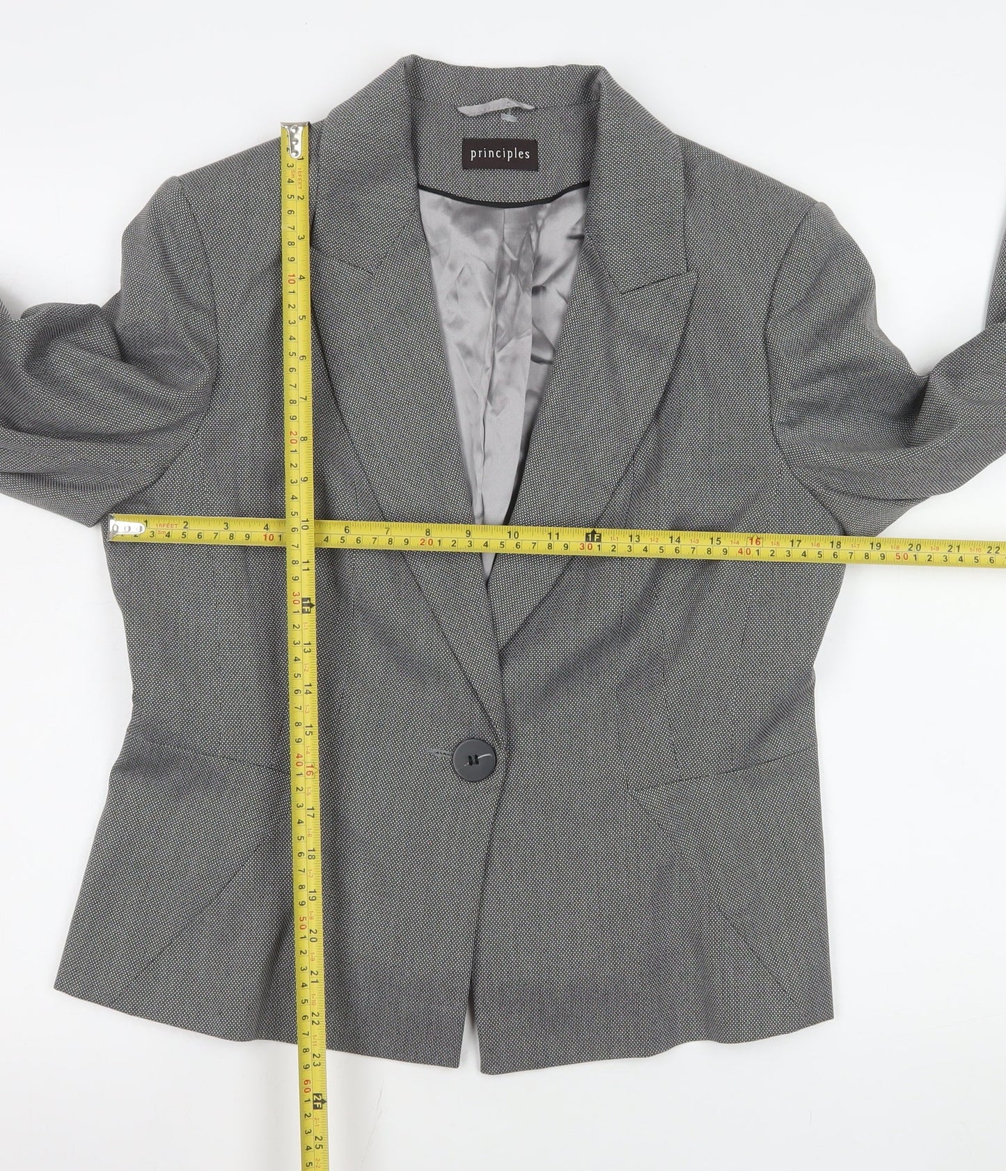 Principles Women's Grey Size 14 Classic Single-Breasted Suit Jacket