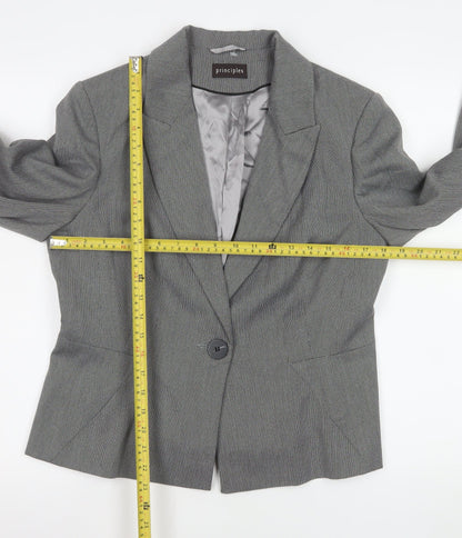 Back view of Principles Women's Grey, size 14, Classic Single-Breasted Suit Jacket