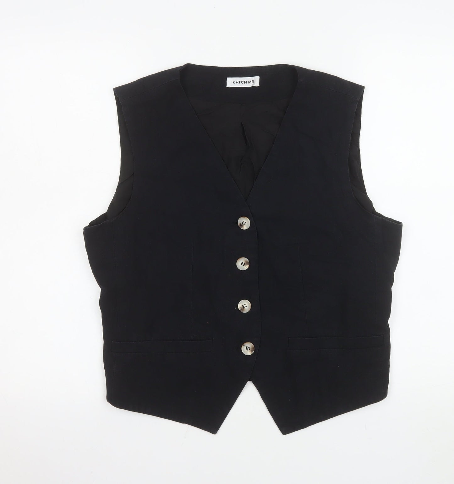 Katch Me Women Black XL Sleeveless Tailored Suit Waistcoat