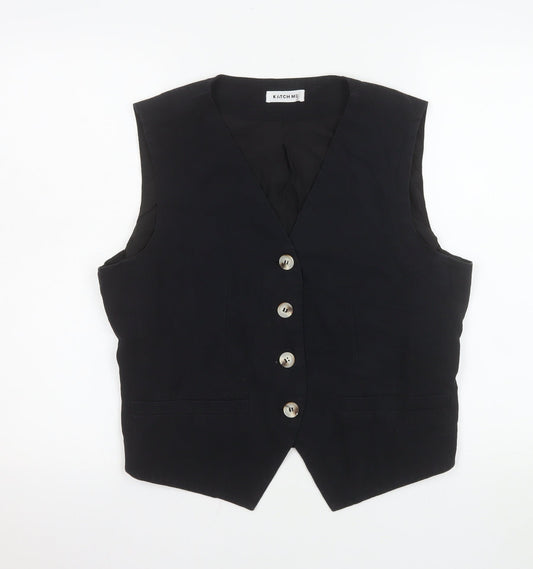 Katch Me Women Black XL Sleeveless Tailored Suit Waistcoat