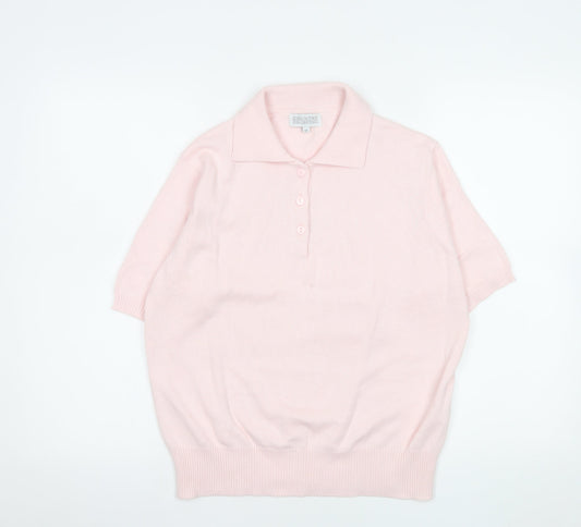 Country Collection Womens Pink Cotton Polo Knit Top Size M