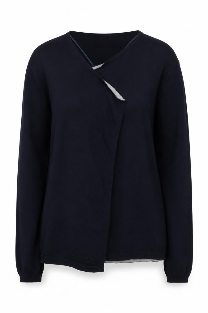 The White Company Women's Blue Merino Wool Cotton Cardigan L