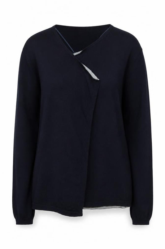 The White Company Women's Blue Merino Wool Cotton Cardigan L