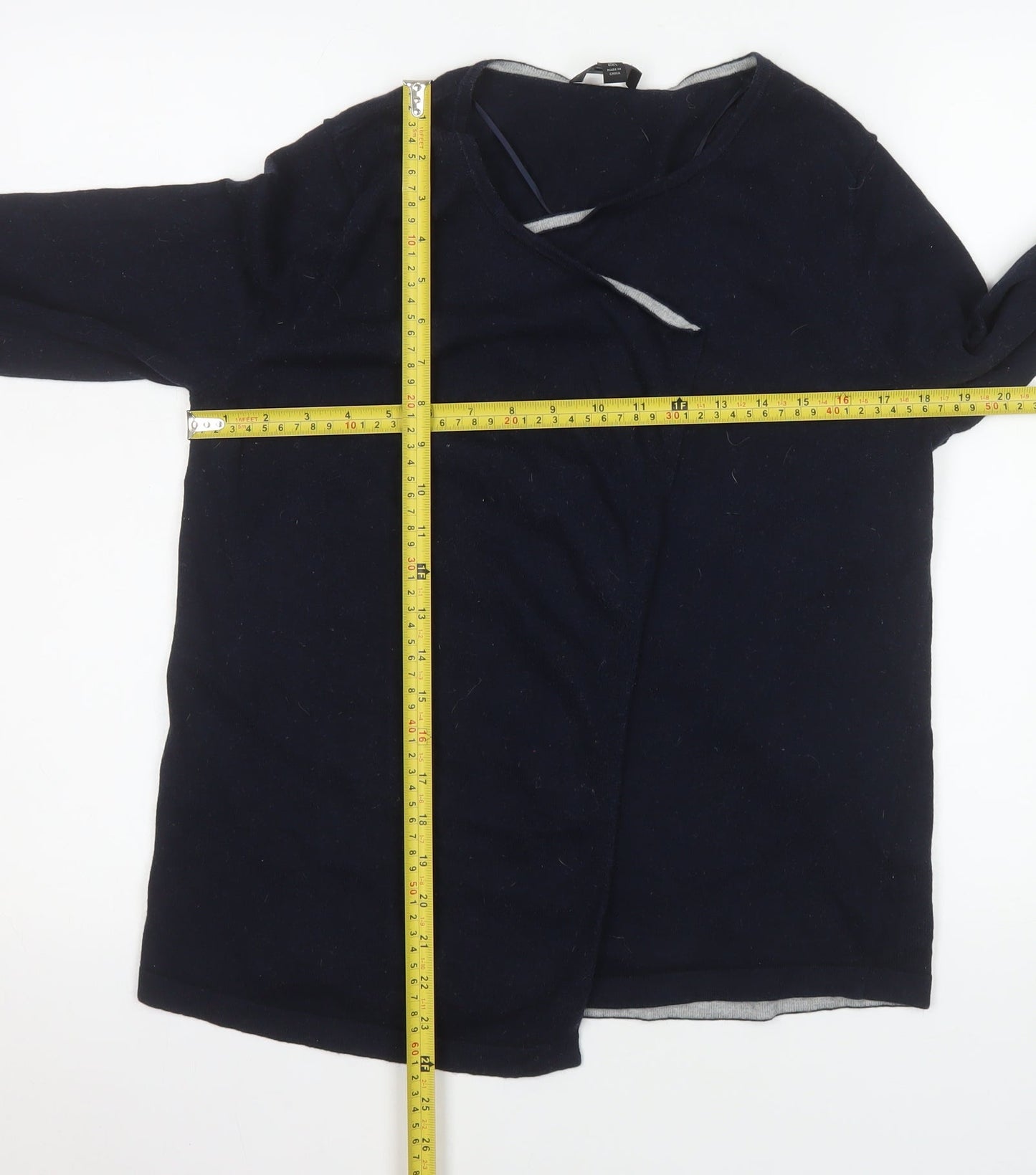 The White Company Women's Blue Merino Wool Cotton Cardigan L