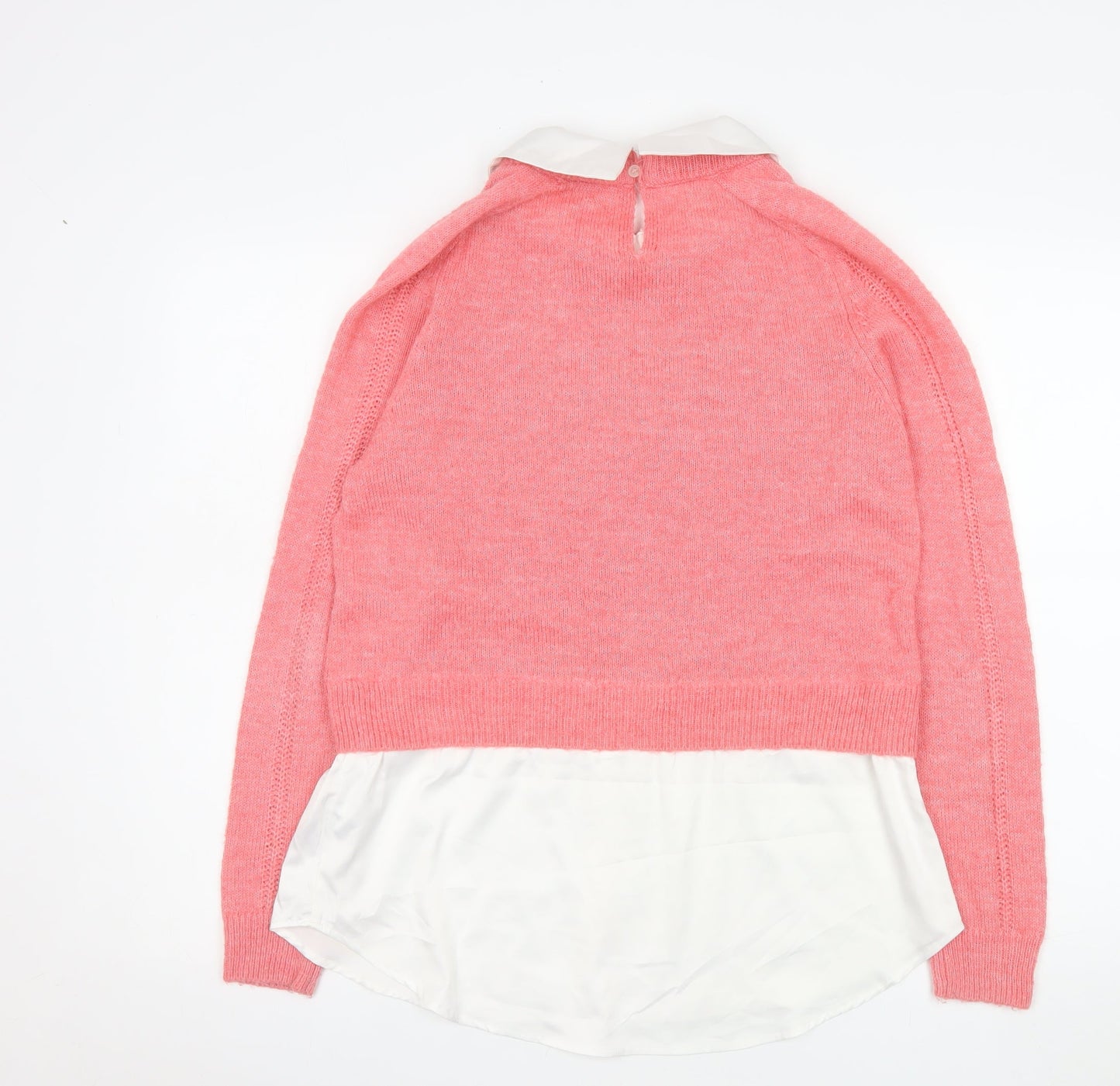 Next Women Pink Collared Layered Blouse Sweater Size Small