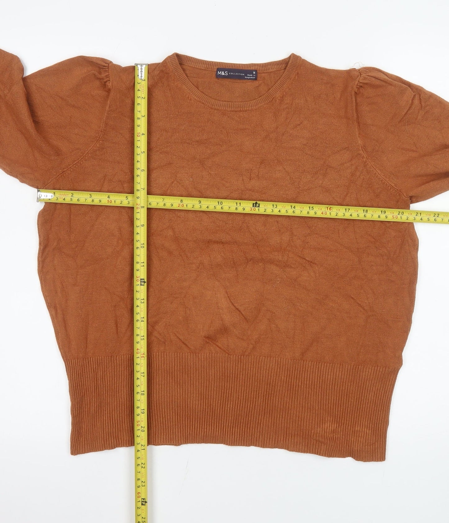 Marks and Spencer Womens Brown Size 16 Crew Neck Knit Jumper