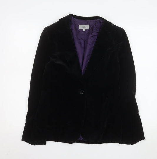 Marks and Spencer Women's Black Velvet Blazer UK 10 Classic Fit