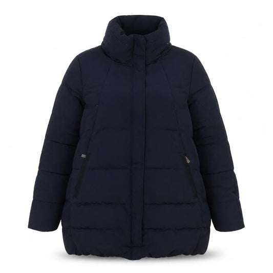 Zara Women Black Long Puffer Coat L Insulated Zip Winter Jacket