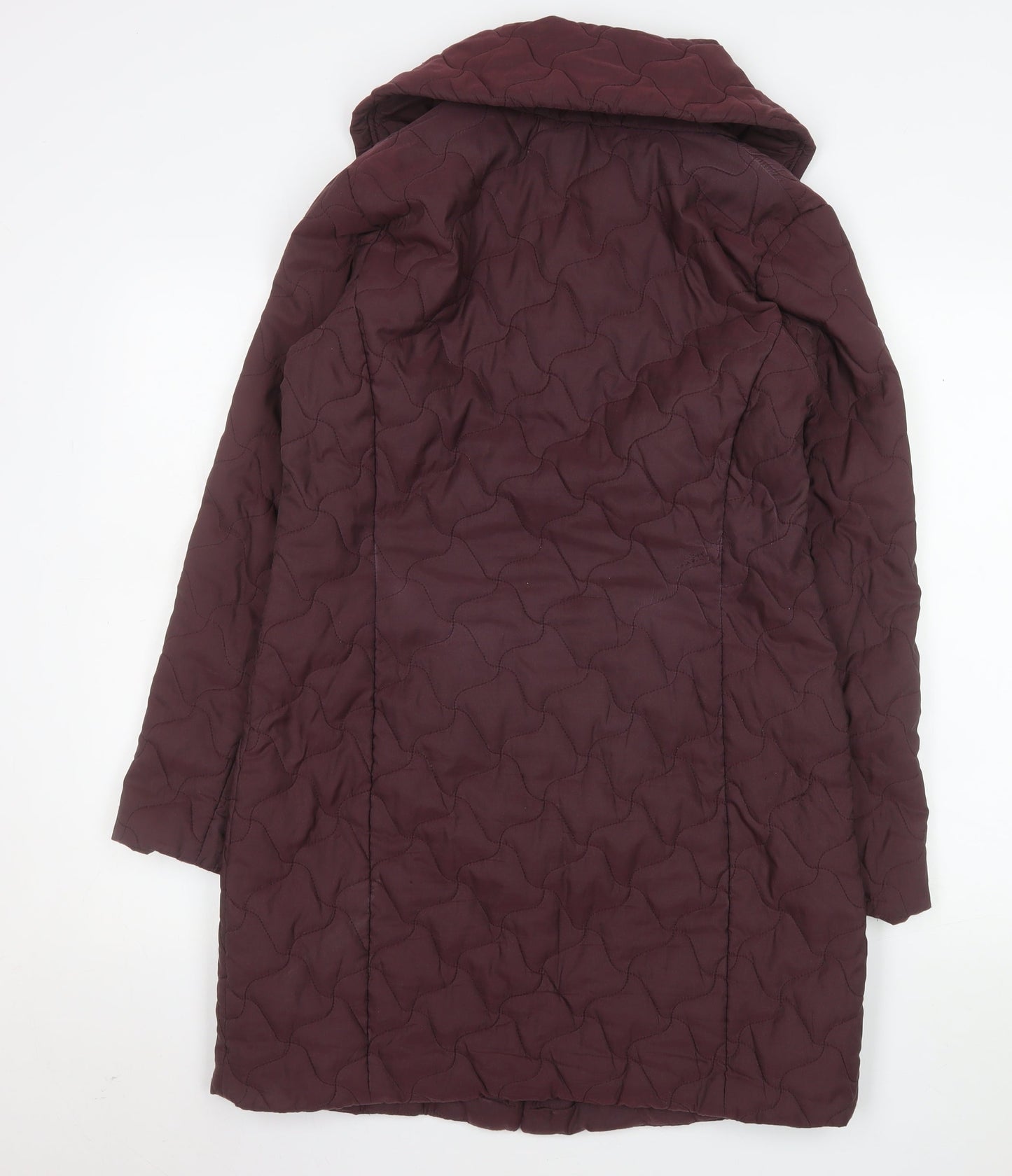 Viyella Women's Brown Quilted Long Coat Size 10 Polyester Blend