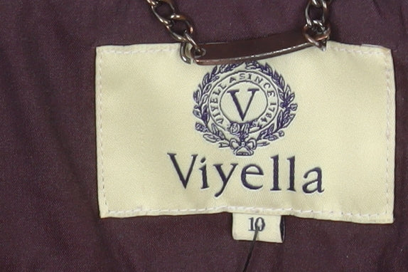 Viyella Women's Brown Quilted Long Coat Size 10 Polyester Blend