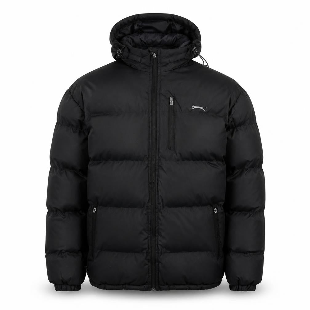 Slazenger Men's Black Hooded Puffer Jacket Size M Water Resistant
