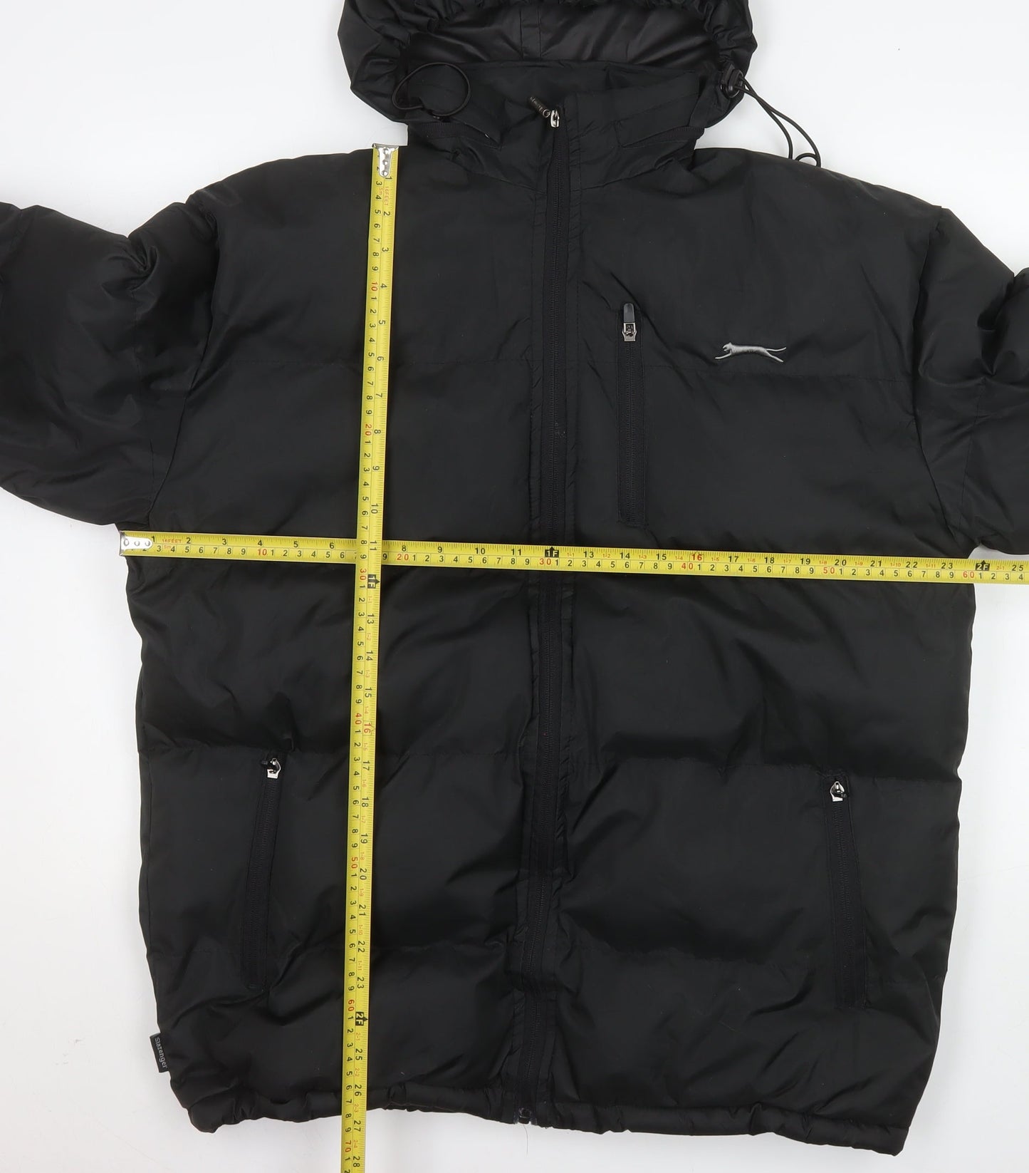 Slazenger Men's Black Hooded Puffer Jacket Size M Water Resistant