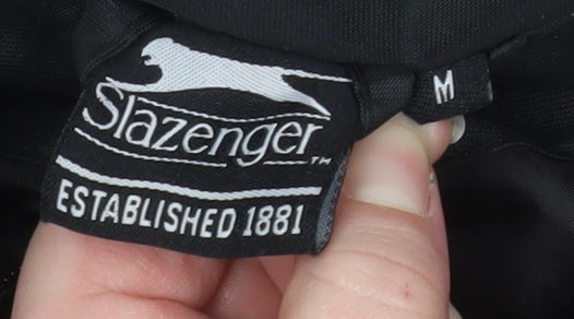 Slazenger Men's Black Hooded Puffer Jacket Size M Water Resistant